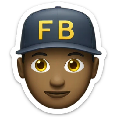 man with yellow "FBI" letters on his cap sticker