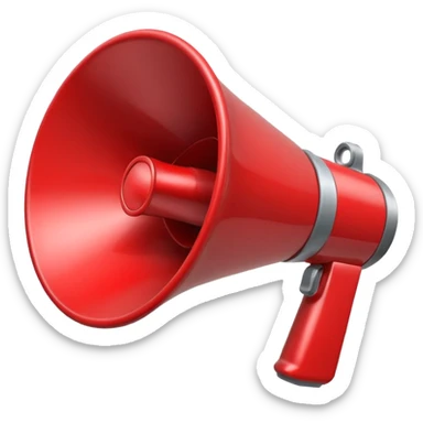 megaphone with a play button sticker