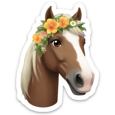 horse with a flower crown sticker