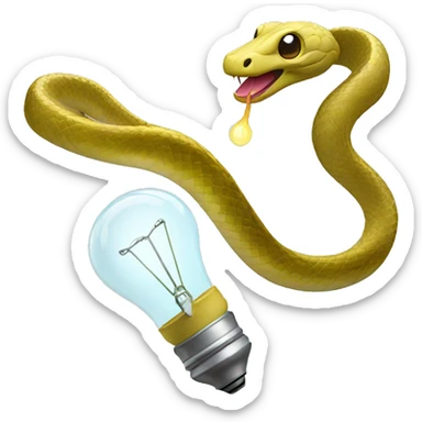 Snake with a lightbulb in its mouth and a battery for a tail sticker
