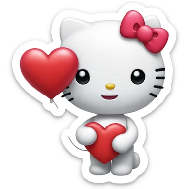hello kitty holding a heart  sticker