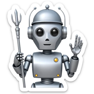 robot conductor, face only, with some staffs sticker