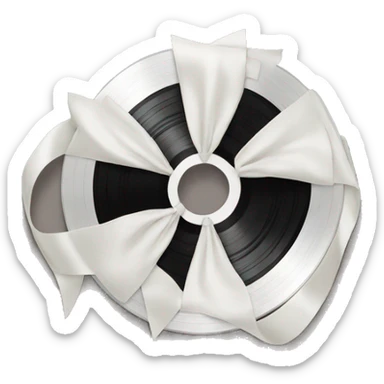 vinyl record with white bow sticker