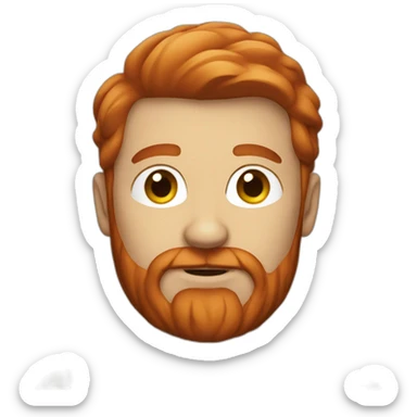 red headed man with medium beard and construction suit sticker