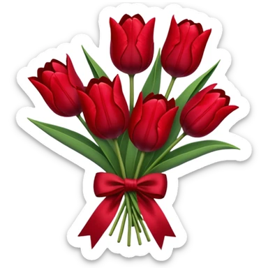 Dark red tulip bouquet cute  sticker