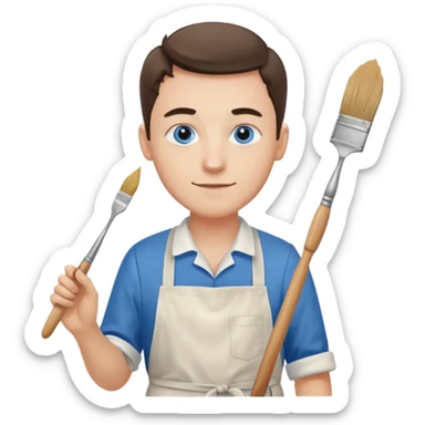 hold men blue eyes, apron painting sticker