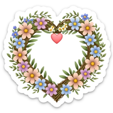 nature wreath heart, boho beautiful  sticker