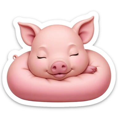 Meme-Worthy Cute Sleeping Piglet Portrait Emoji, Head resting peacefully with a contented smile, showcasing a delightfully tiny build and a luxuriously soft rosy-pink hide, eyes shut in a serene, restful nap, Simplified yet hilariously adorable features, highly detailed, glowing with a soft, drowsy light, high shine, relaxed and utterly lovable, stylized with an air of playful laziness, bright and heartwarming, soft glowing outline, capturing the essence of a comically sleepy piglet, so meme-worthy it feels like it could instantly become the next viral sensation of adorable slumber! sticker