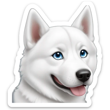 White Siberian husky smile  blue eyes short hair sticker