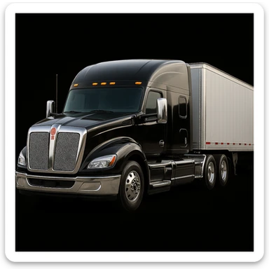 Enhance realism for this 2026 Kenworth T680 Flat Top semi sleeper, with highly accurate details, realistic lighting, and chrome, flat top sleeper cab emphasized, no background. Focus on lifelike reflections, surface textures, and lighting to make the flat top sleeper cab prominent. No background. sticker