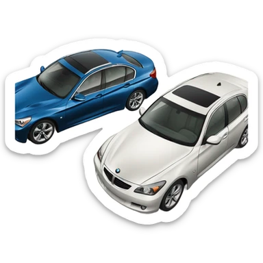 a bmw and infiniti parked next to each other sticker