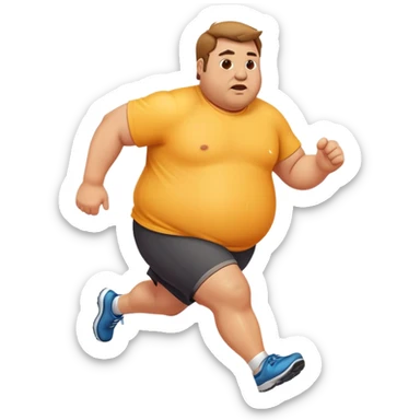 fat guy running sticker