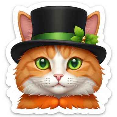 cat wearing a black top hat sticker
