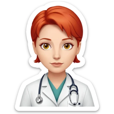 female doctor with red hair sticker