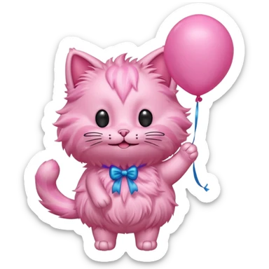 Pink cat WITH a balloon head sticker