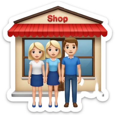 2 grown characters + shop building sticker
