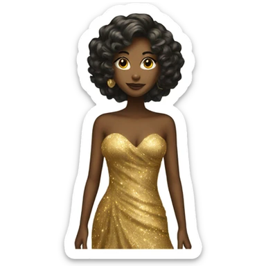 gold sparkly extravagant dress sticker