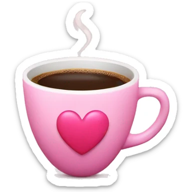 pink heart with cup of coffee sticker