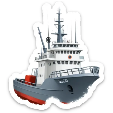 Russian marine geology research vessel in stormy rough seas with large waves sticker