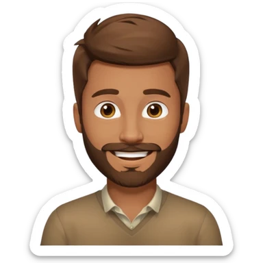 27 year old man, brown hair, beard sticker