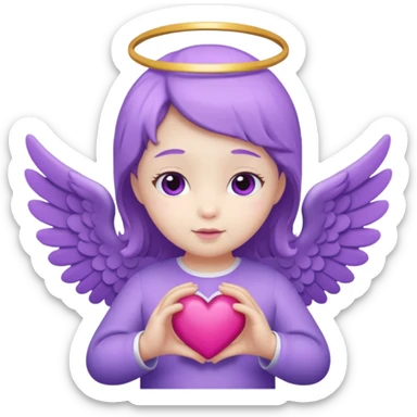 love cupid purple cute no human, an angel with heart, a withe angel like a baby sticker
