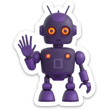 friendly robot assistant with glowing eyes sticker
