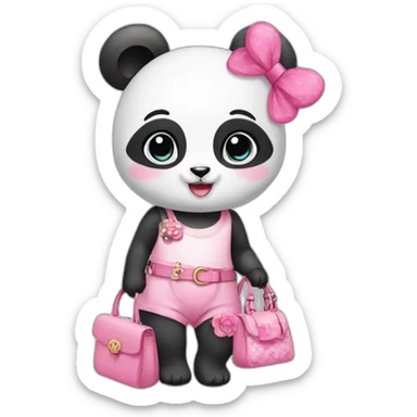 a cute baby panda with girly accessories sticker