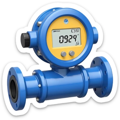 Mini caudalímetro color azul con brida y el medior tipo digital sticker
