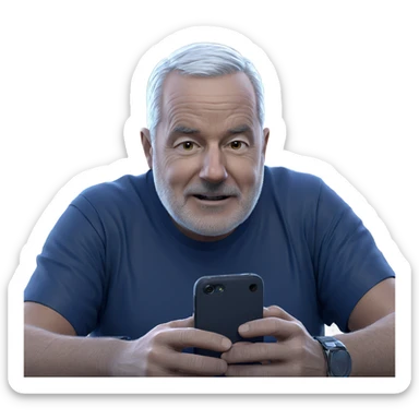 old man with cellphone in hand sticker