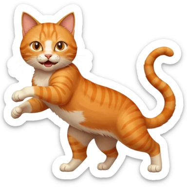 cat attacking, dynamic pose, expressive face sticker