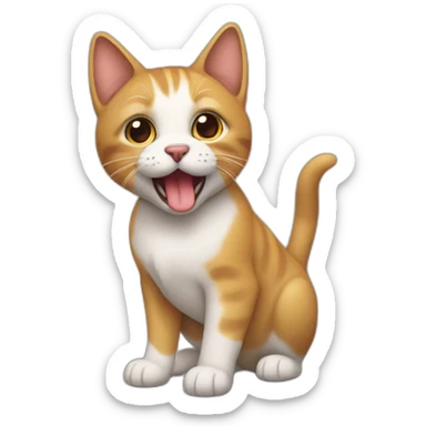 Un chat sur un chiot  sticker