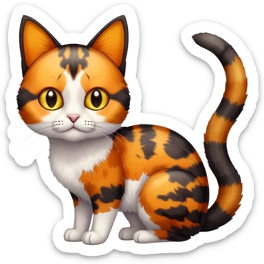small tortoiseshell cat. amber eyes. full body. 0% white  sticker