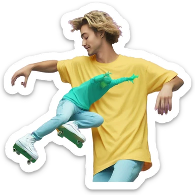 Vaporwave person dancing Skater fashion aesthetic baggy clothes graphic t shirt 420 sticker
