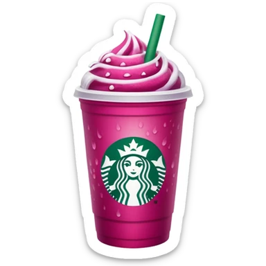 Starbucks dark pink dragonfruit refresher. white lid. starbucks logo. sticker