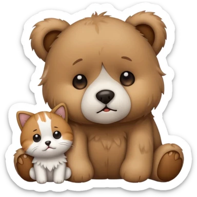 a teddy and a cute dog and cat crying sticker