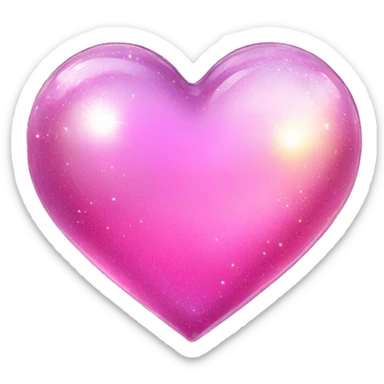 Sparkly glossy pink iridescent glass crystal clear sparkly  glass heart sticker