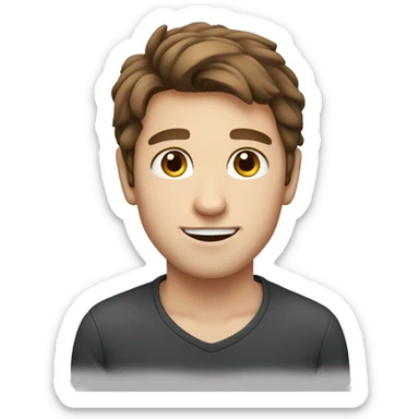 cute white young guy with brown hair and big brown eyes  sticker