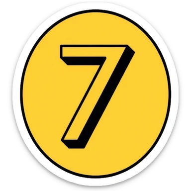 Number 7 on a yellow volumetric background sticker