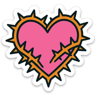 pink heart with thorns sticker