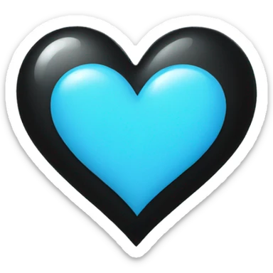 Half black and baby blue heart sticker