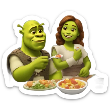 Shrek have lunch with baby's sticker