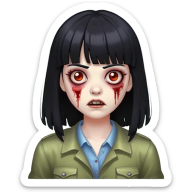 Zombie with black hair and bangs  sticker