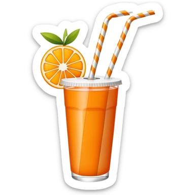 orange fruit with striped paper straw sticker