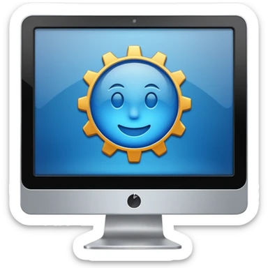 software development gear icon in computer sticker