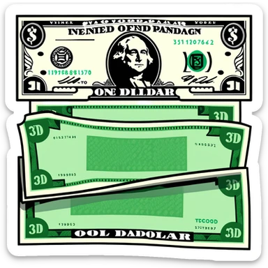 three dollar bills sticker