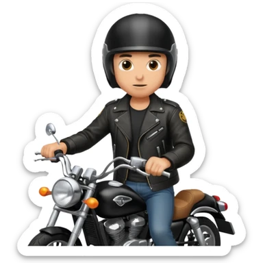 biker riding a motorcycle, wearing a black helmet, simple, expressive sticker