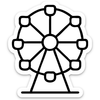 minimal style icon of a Ferris wheel ride sticker