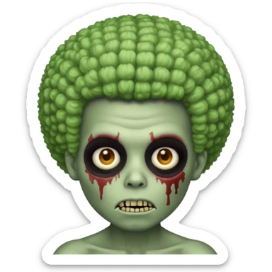 zombie boy with an afro, apple style emoji, more cartoonish sticker