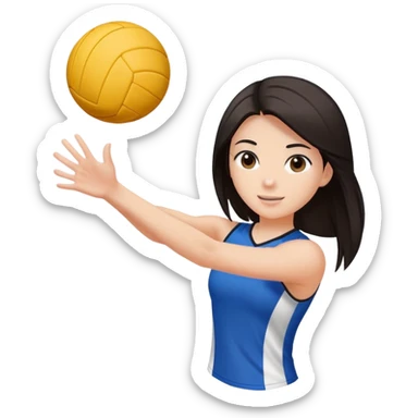 girl with straight dark hair playing volleyball sticker