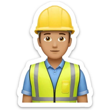 Guy with yellow reflective vest and white protection helmet sticker
